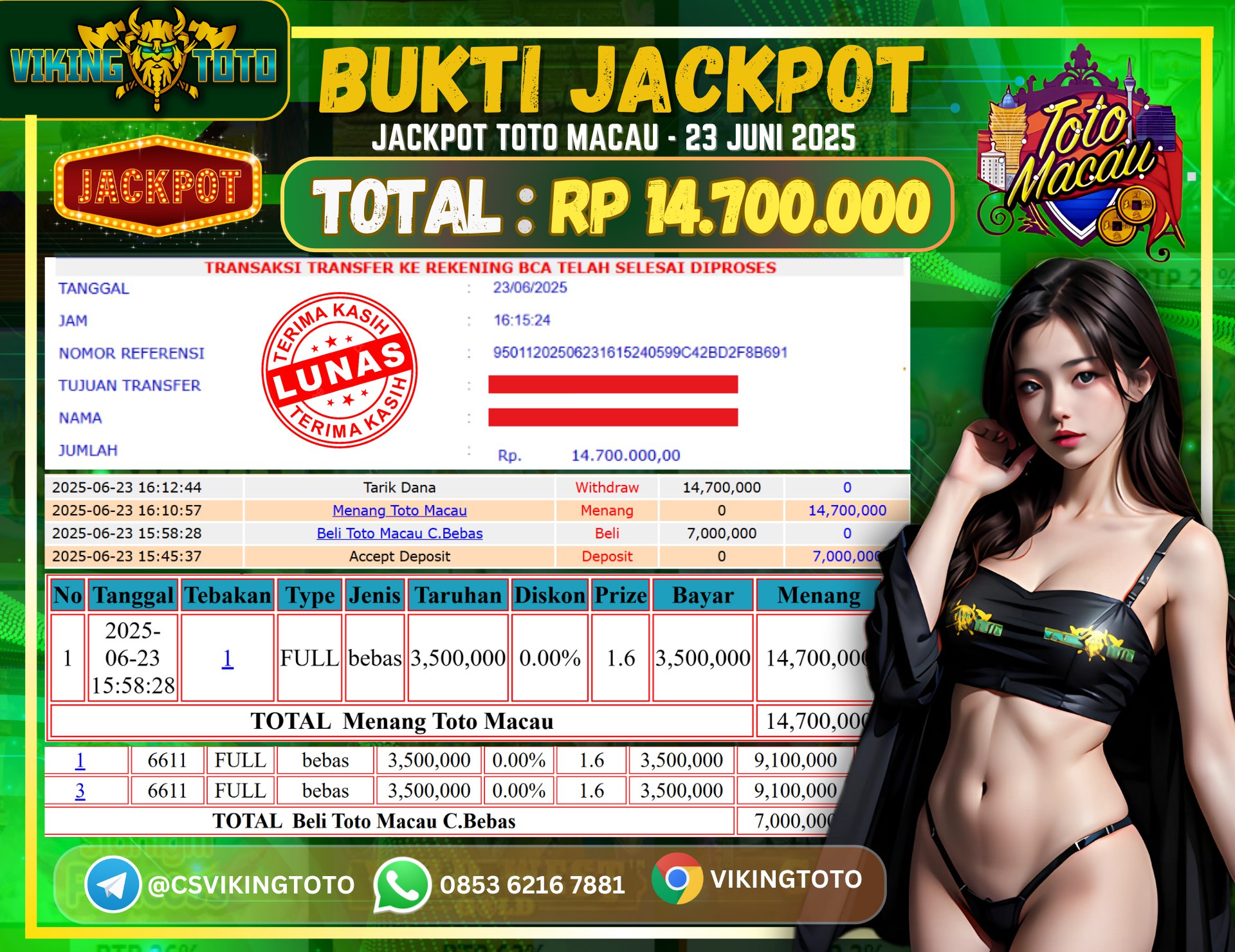 Bukti Jackpot Lunas VikingToto