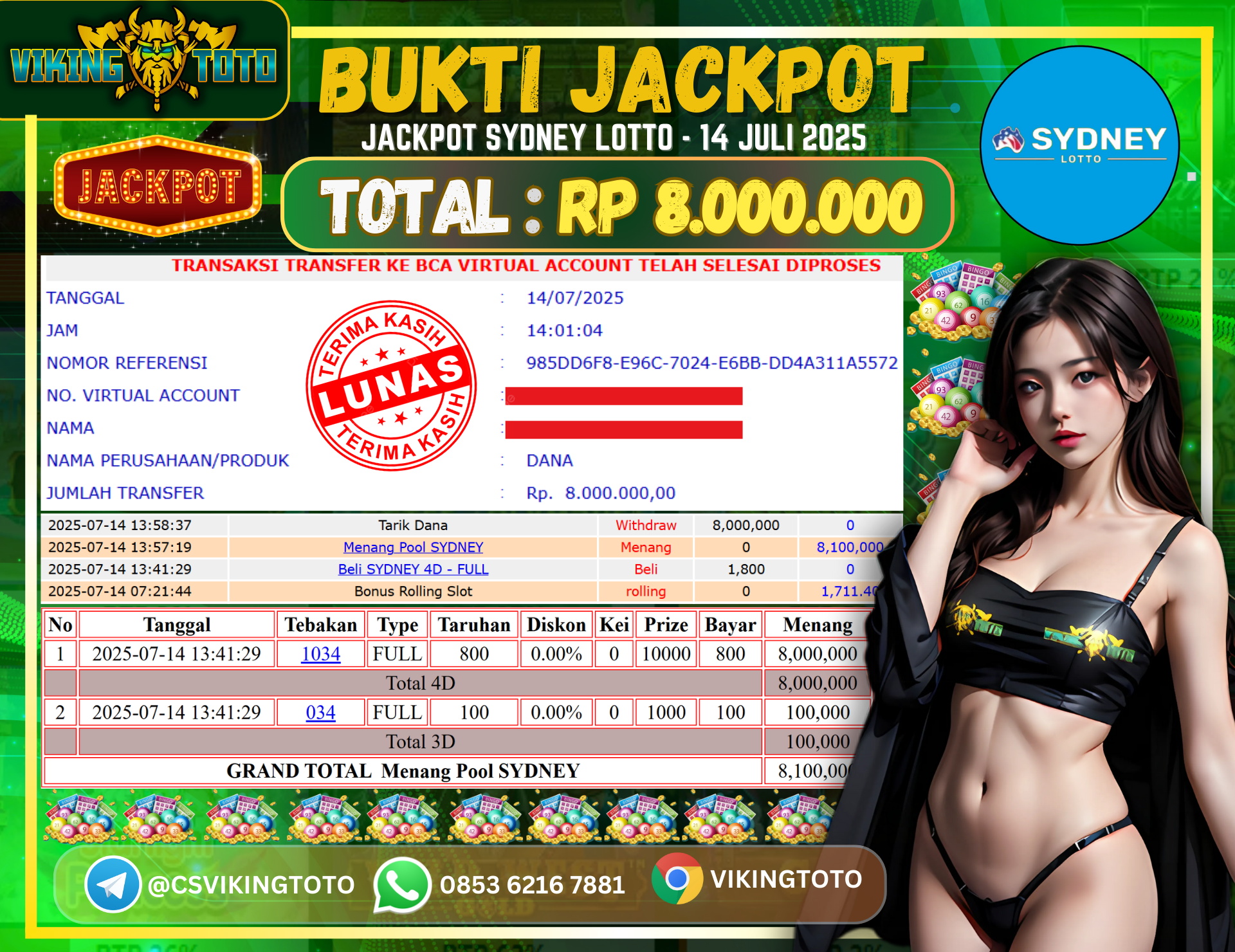 Bukti Jackpot Lunas VikingToto