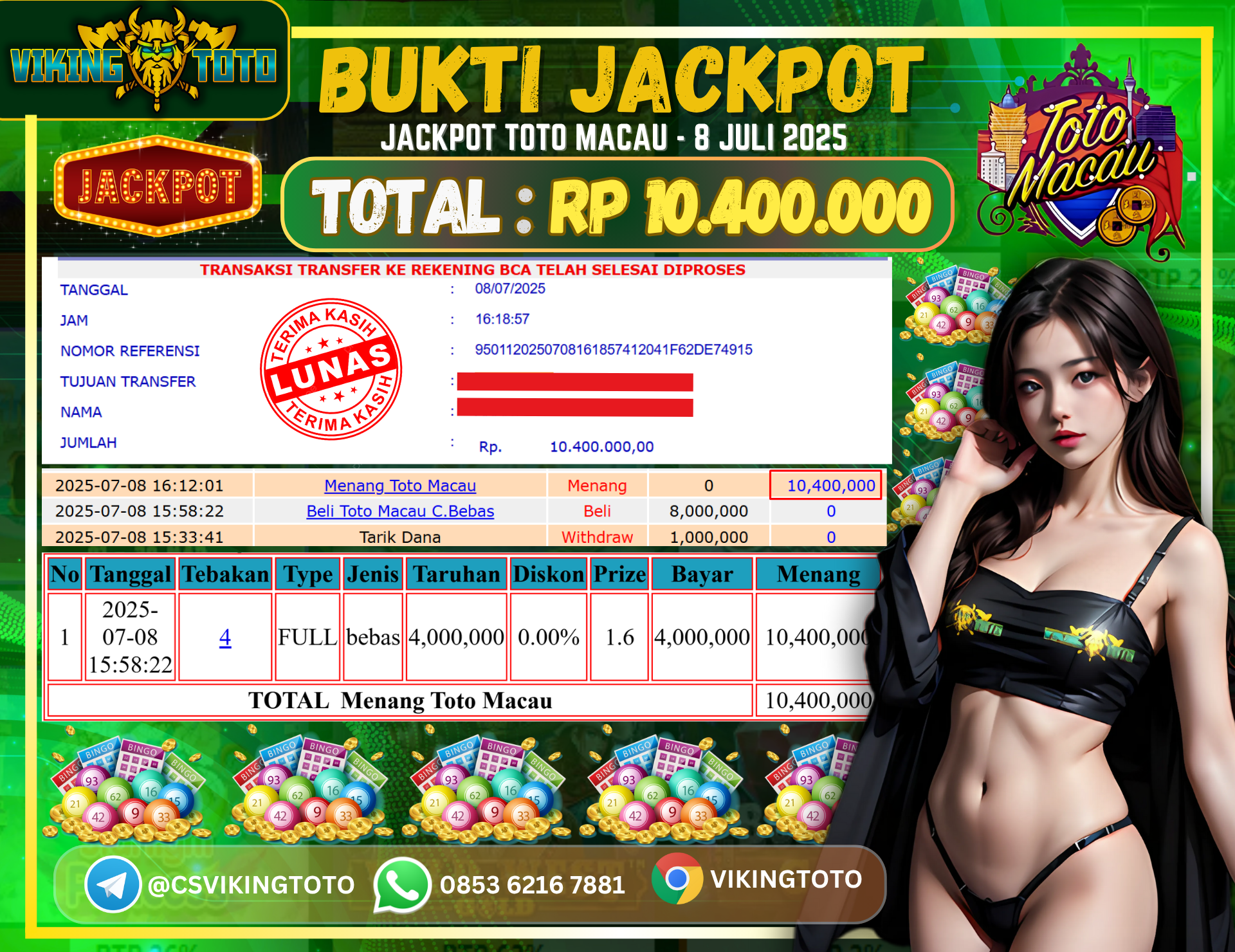 Bukti Jackpot Lunas VikingToto