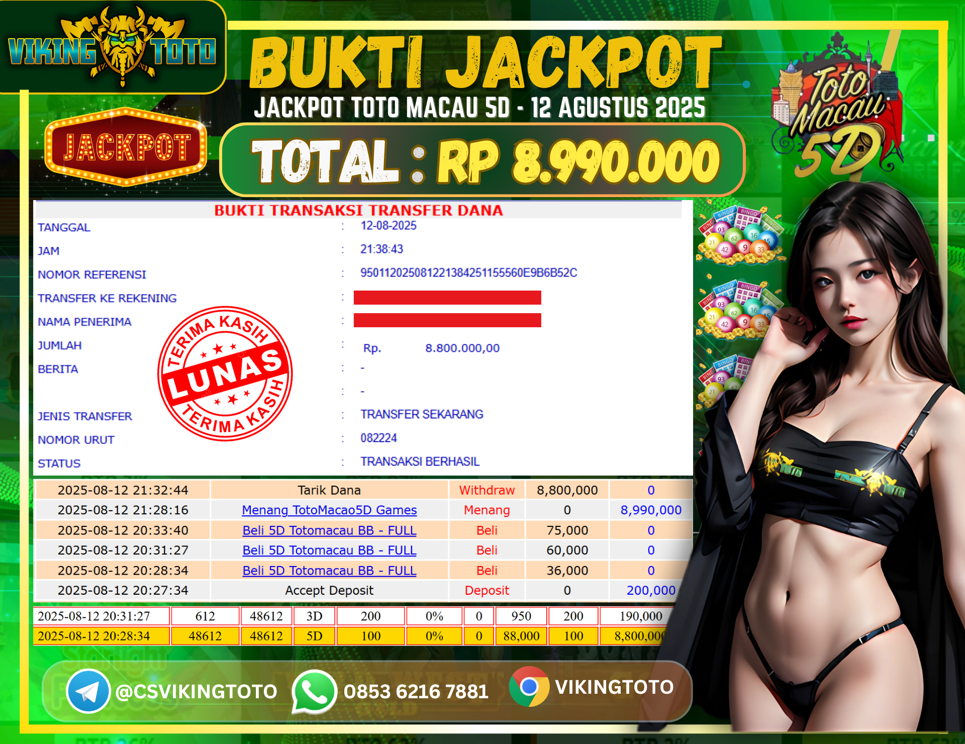 Bukti Jackpot Lunas VikingToto
