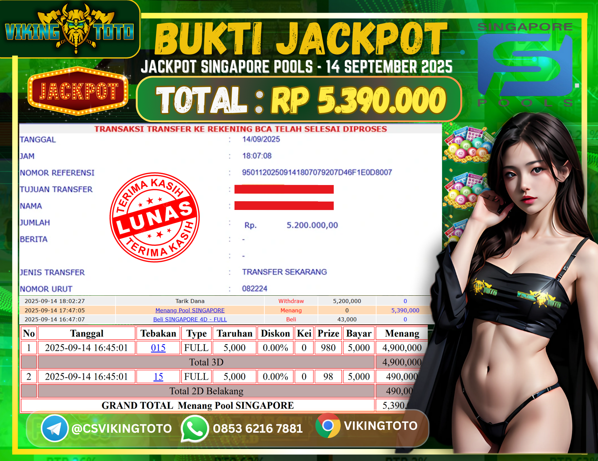 Bukti Jackpot Lunas VikingToto