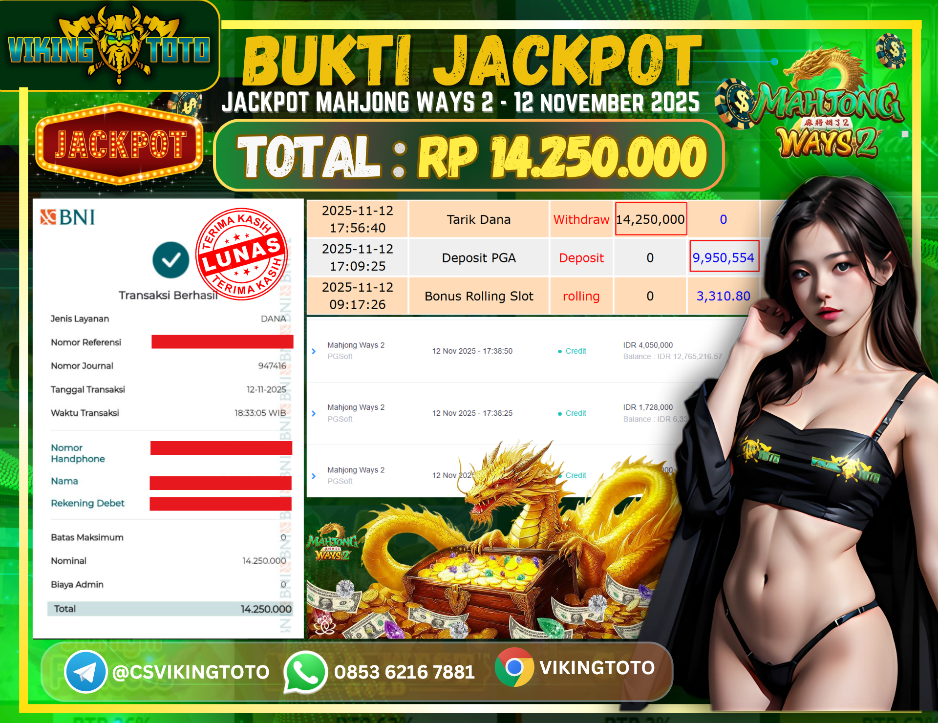 Bukti Jackpot Lunas VikingToto