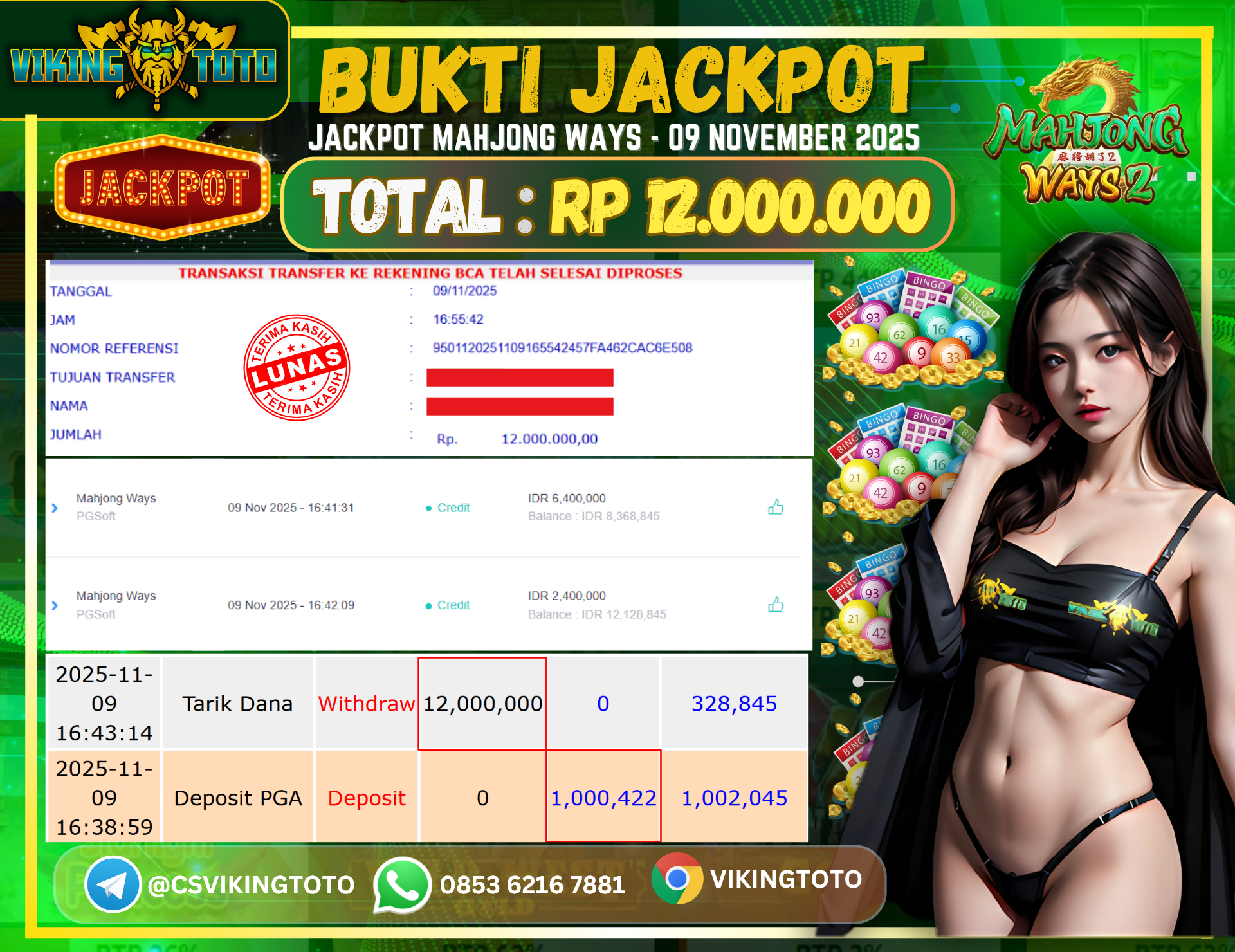 Bukti Jackpot Lunas VikingToto