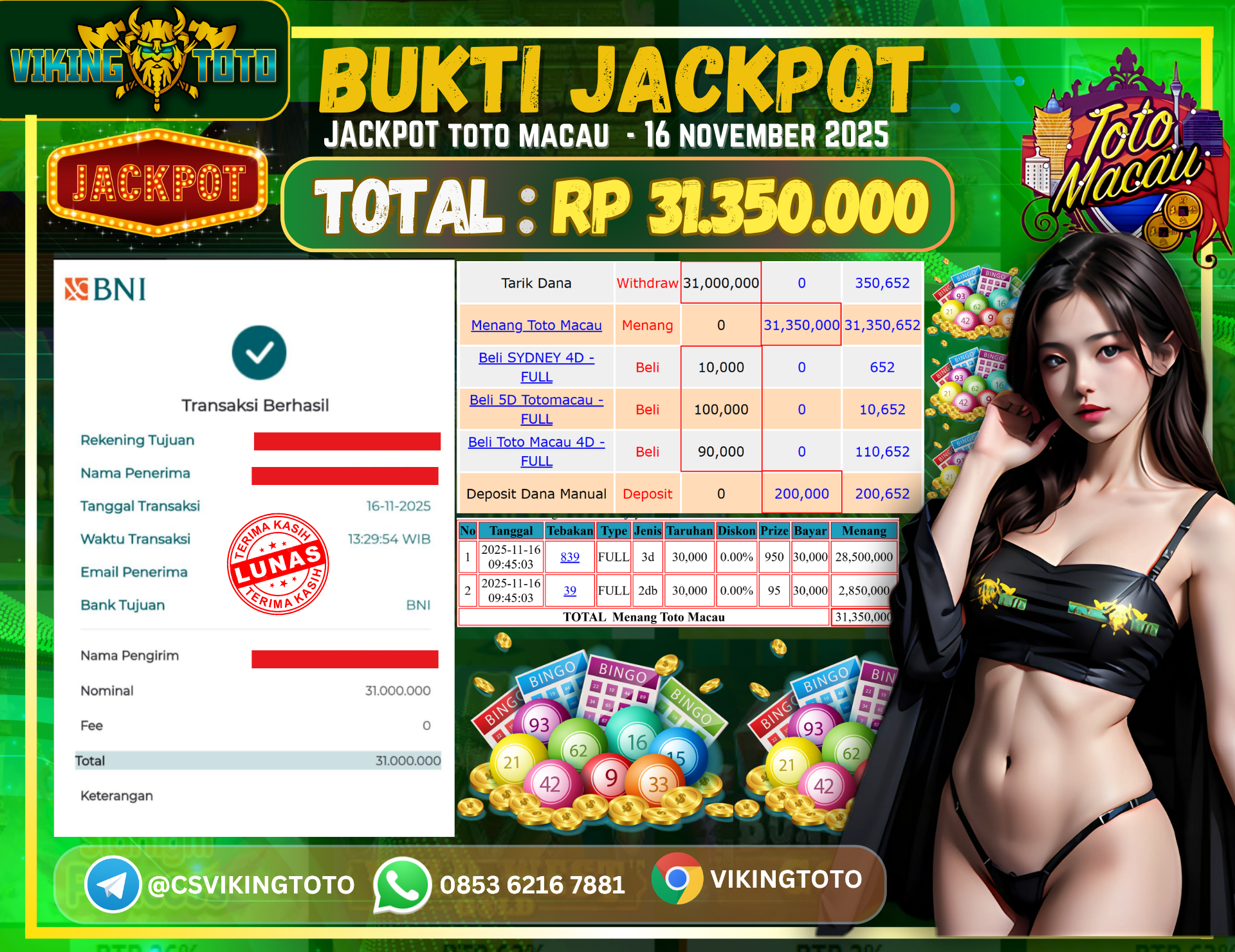 Bukti Jackpot Lunas VikingToto