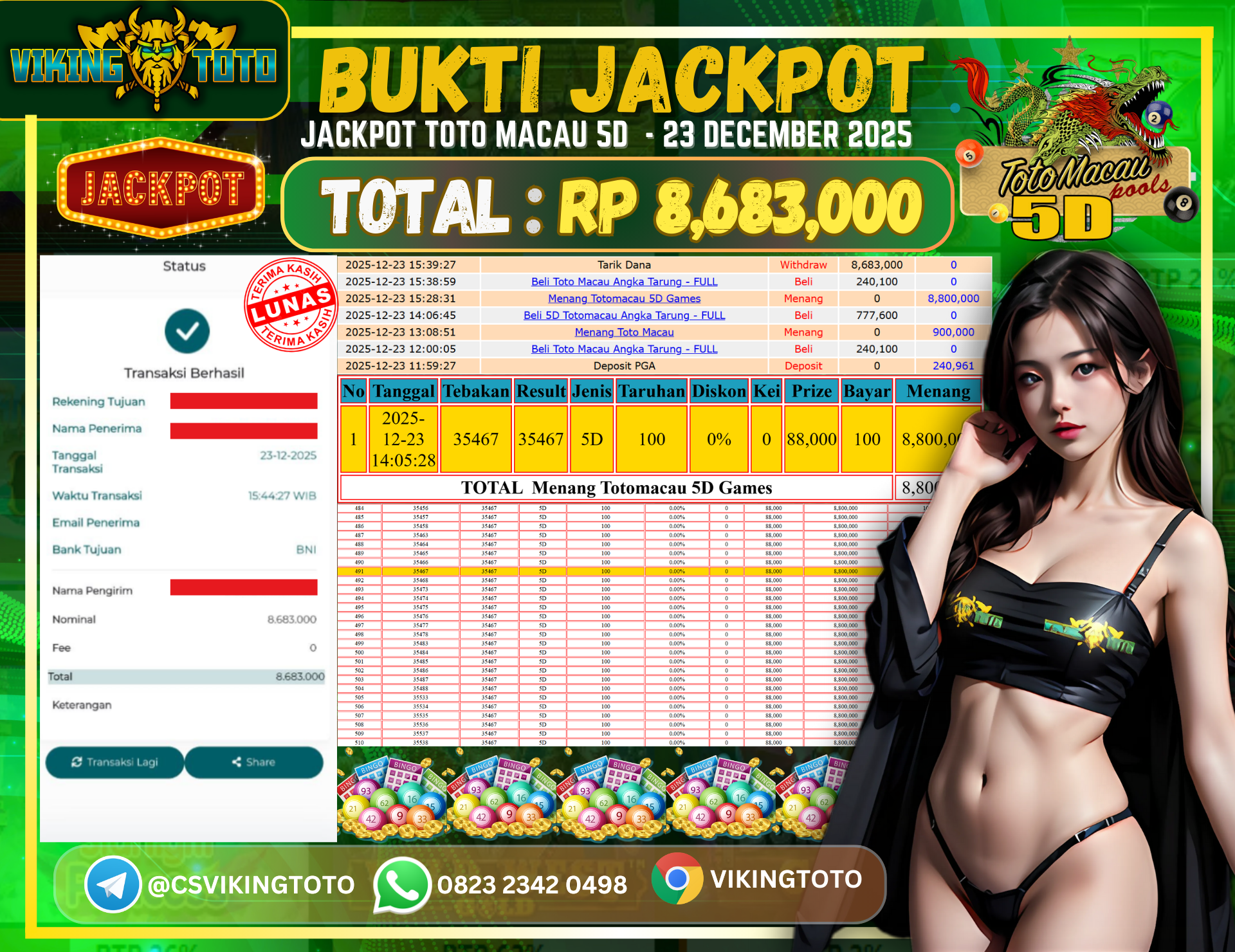 Bukti Jackpot Lunas VikingToto