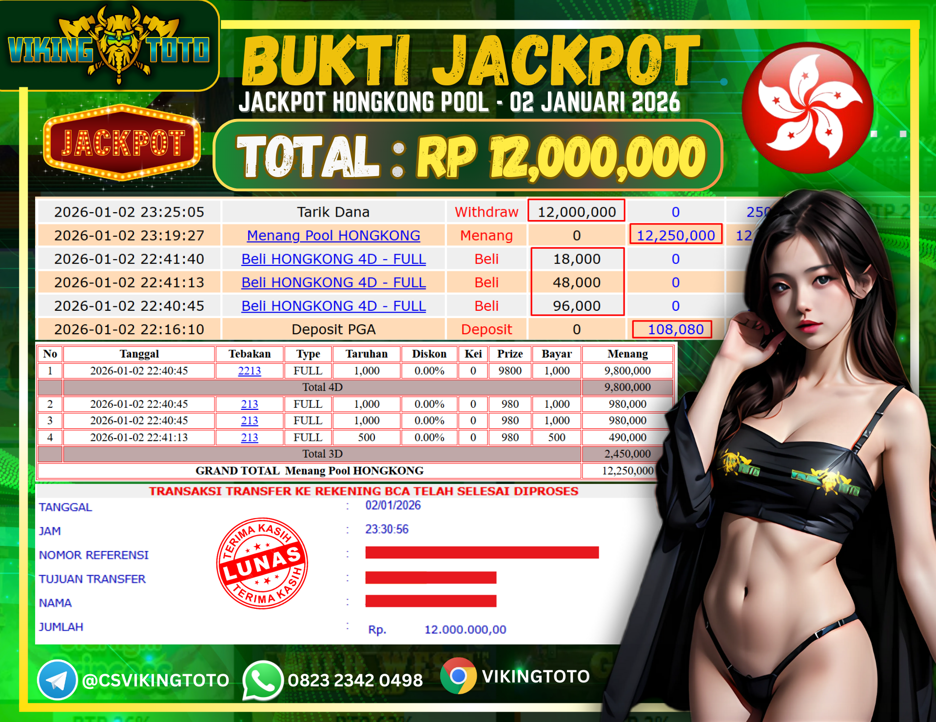 Bukti Jackpot Lunas VikingToto