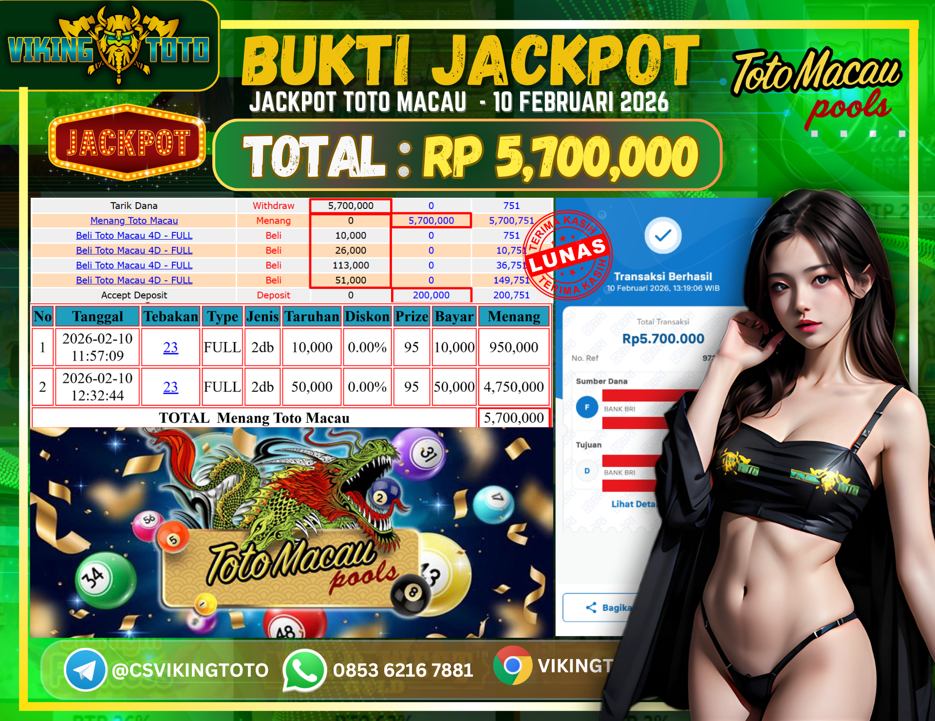 Bukti Jackpot Lunas VikingToto