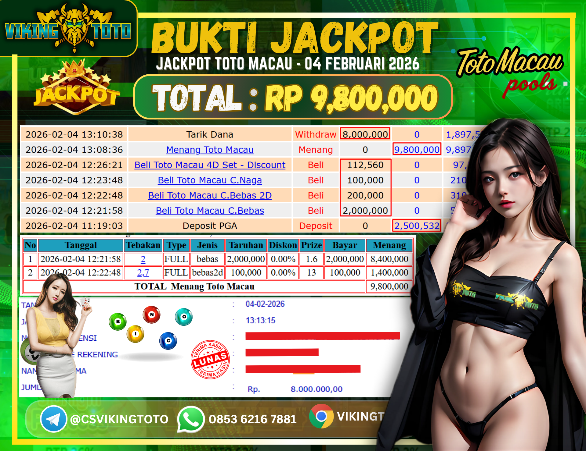 Bukti Jackpot Lunas VikingToto
