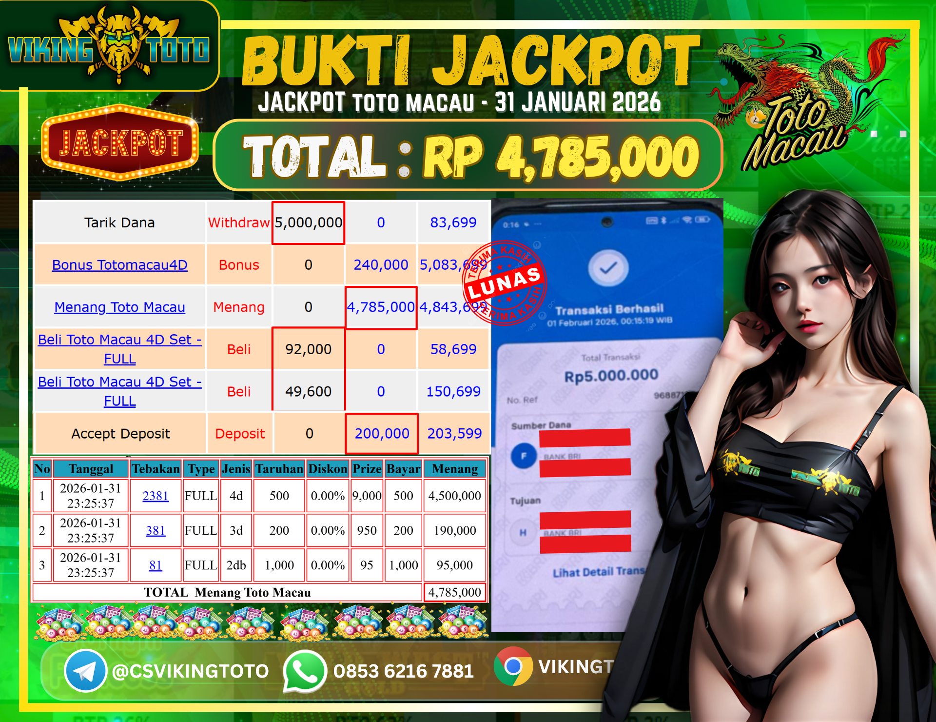 Bukti Jackpot Lunas VikingToto