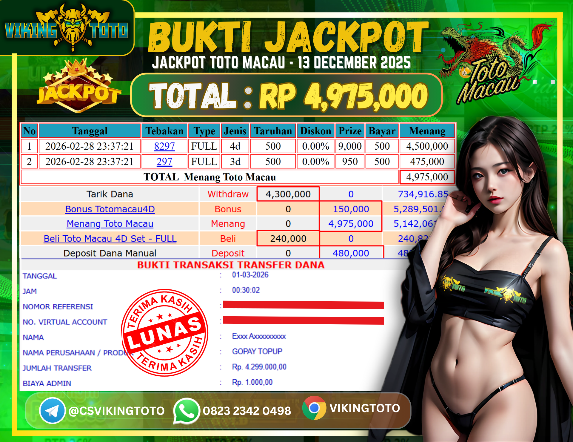 Bukti Jackpot Lunas VikingToto