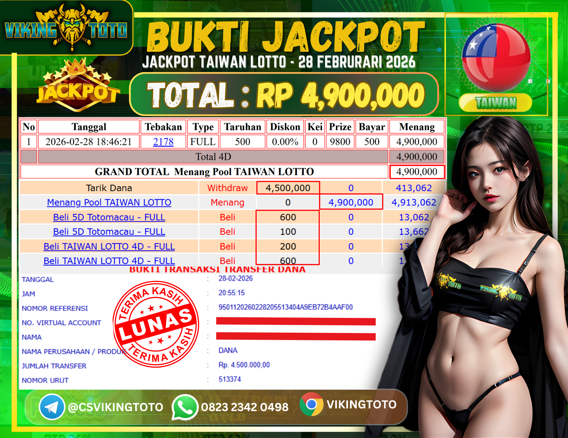 Bukti Jackpot Lunas VikingToto