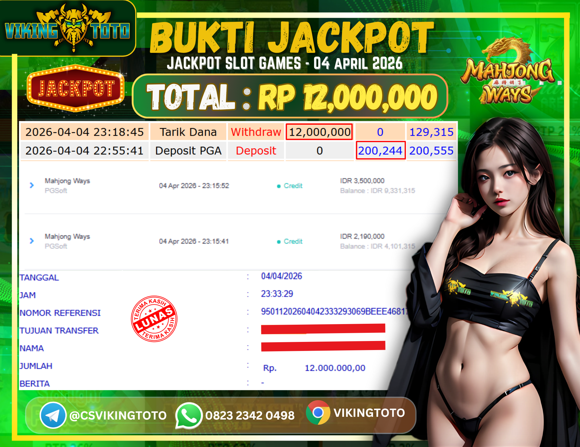 Bukti Jackpot Lunas VikingToto