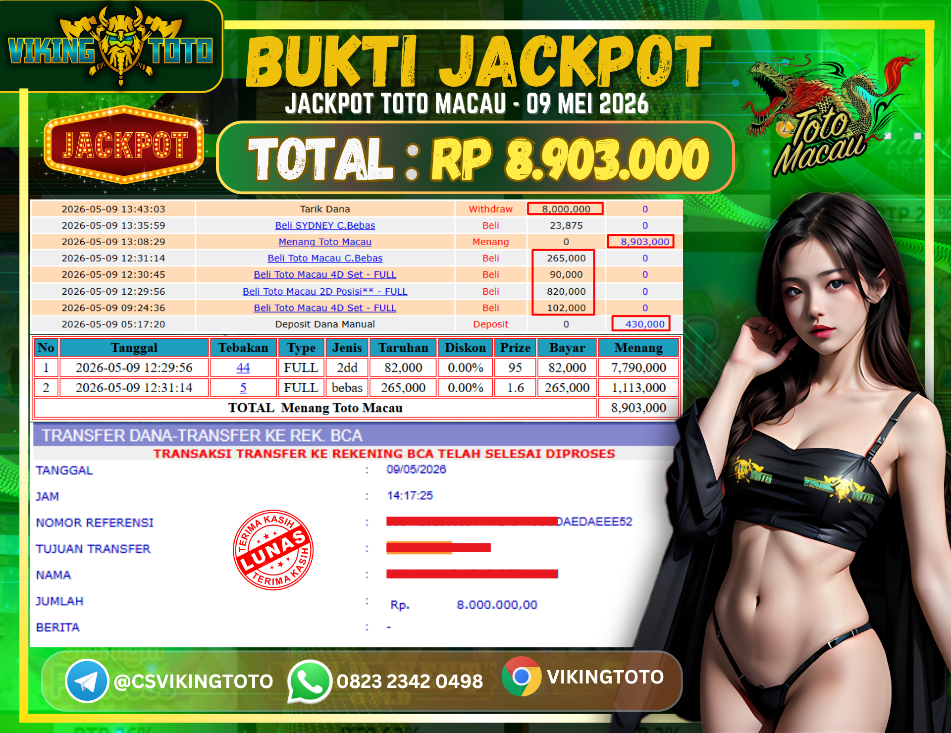 Bukti Jackpot Lunas VikingToto