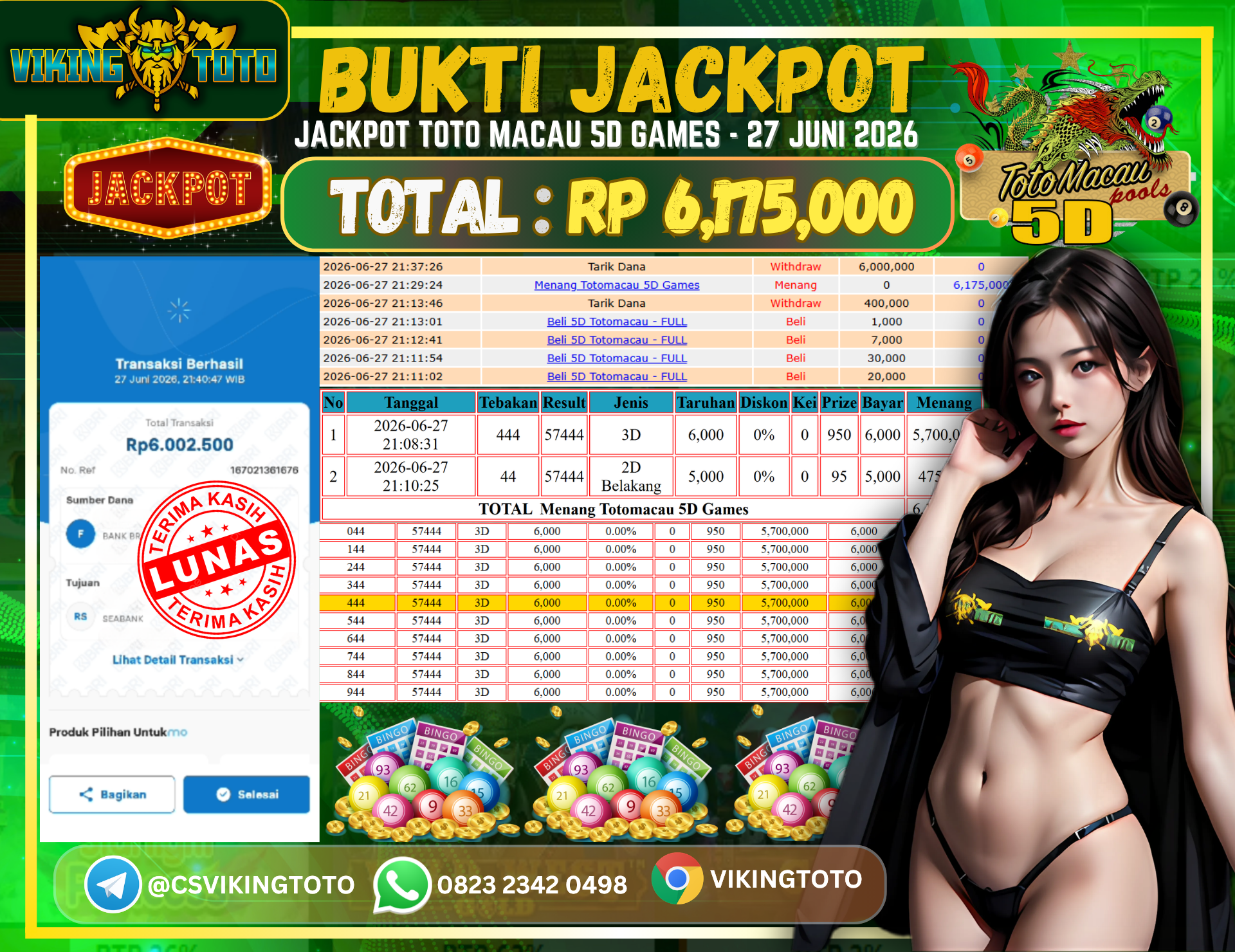 Bukti Jackpot Lunas VikingToto