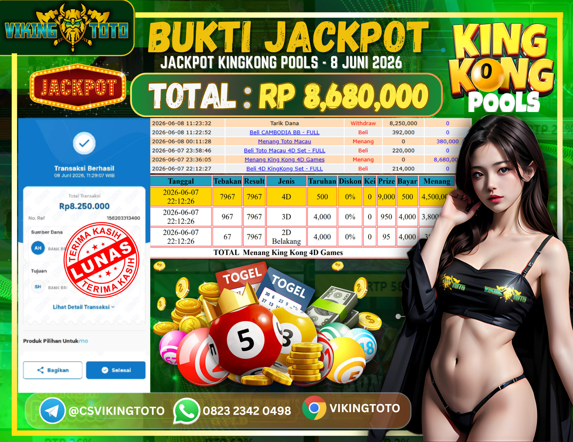 Bukti Jackpot Lunas VikingToto