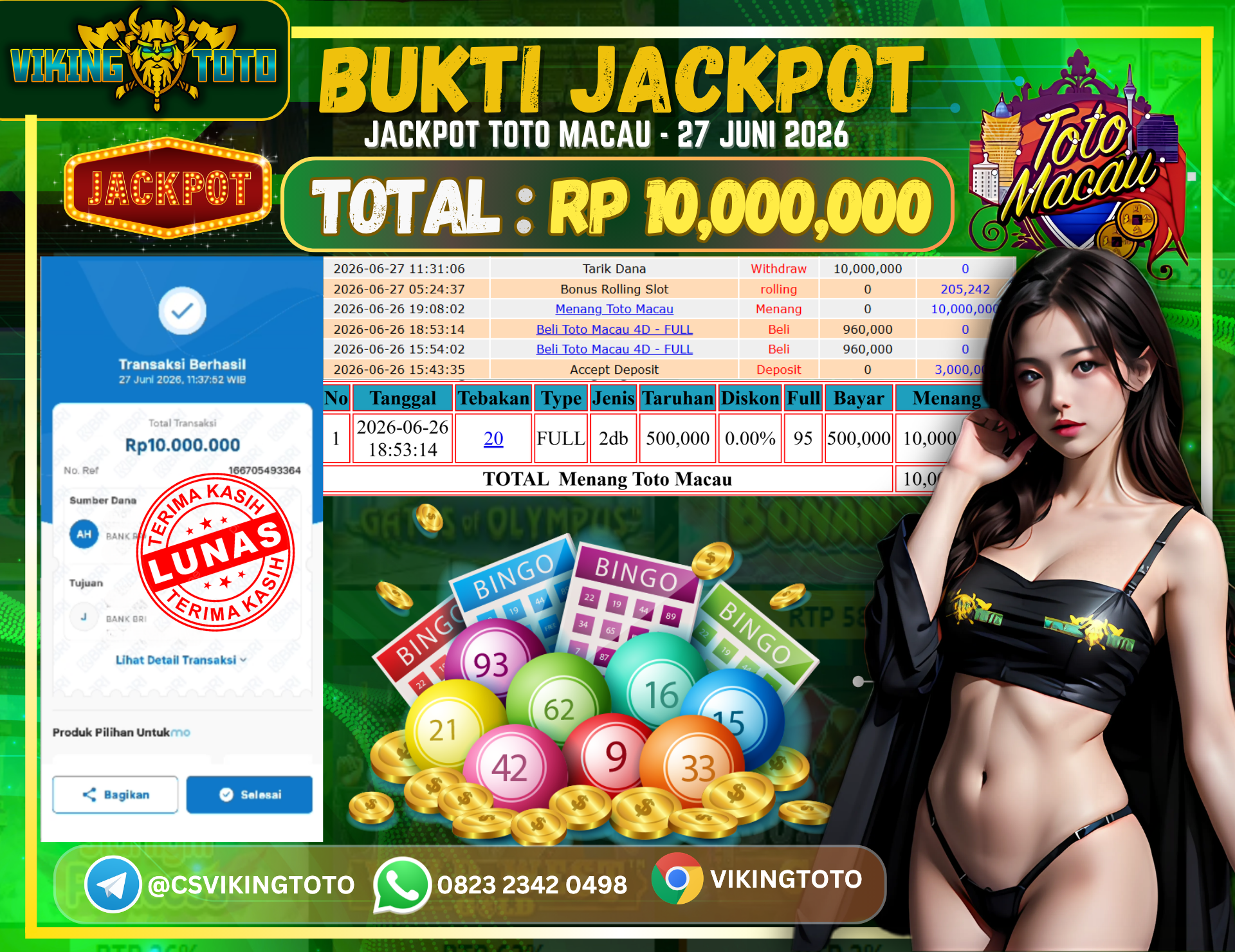 Bukti Jackpot Lunas VikingToto
