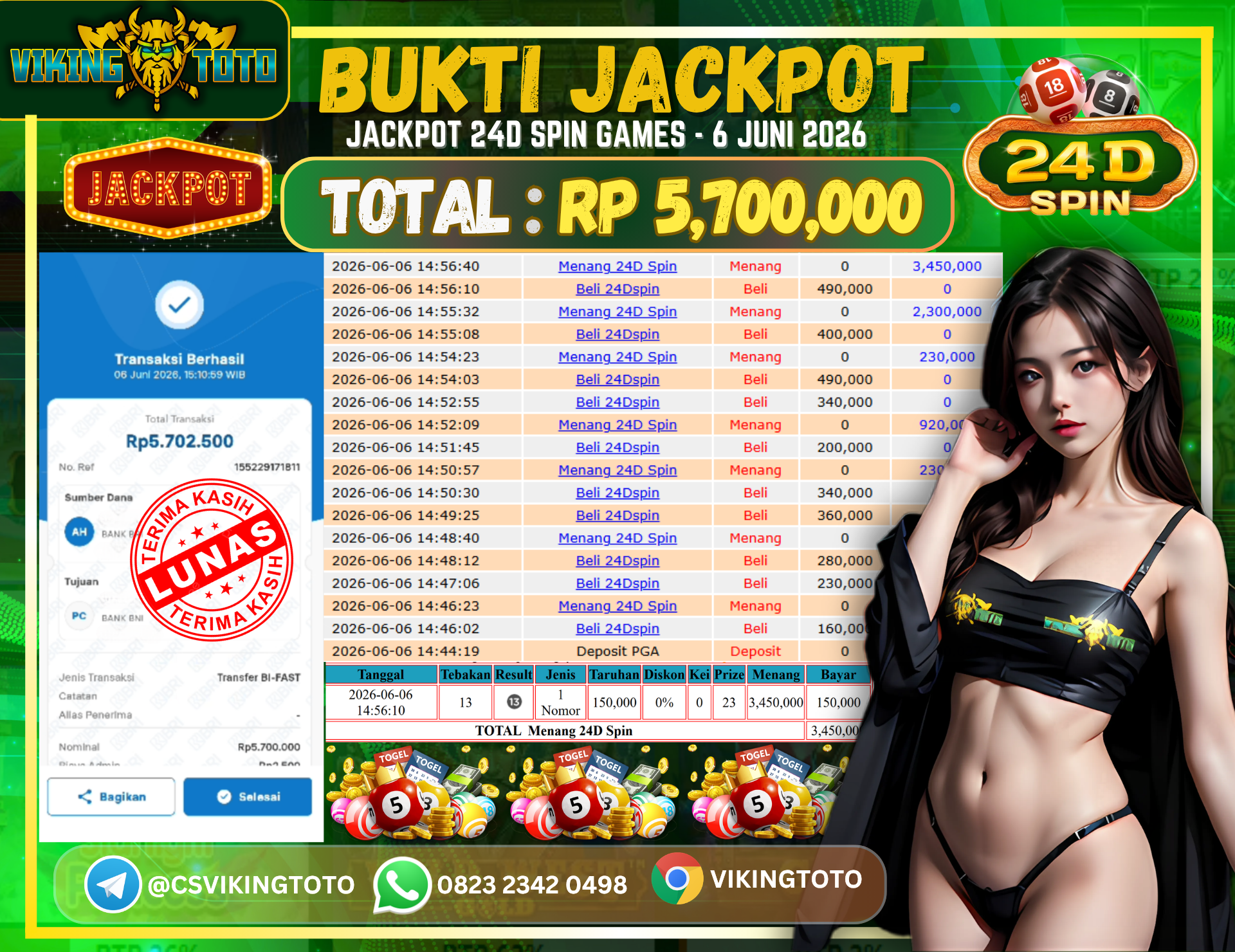 Bukti Jackpot Lunas VikingToto