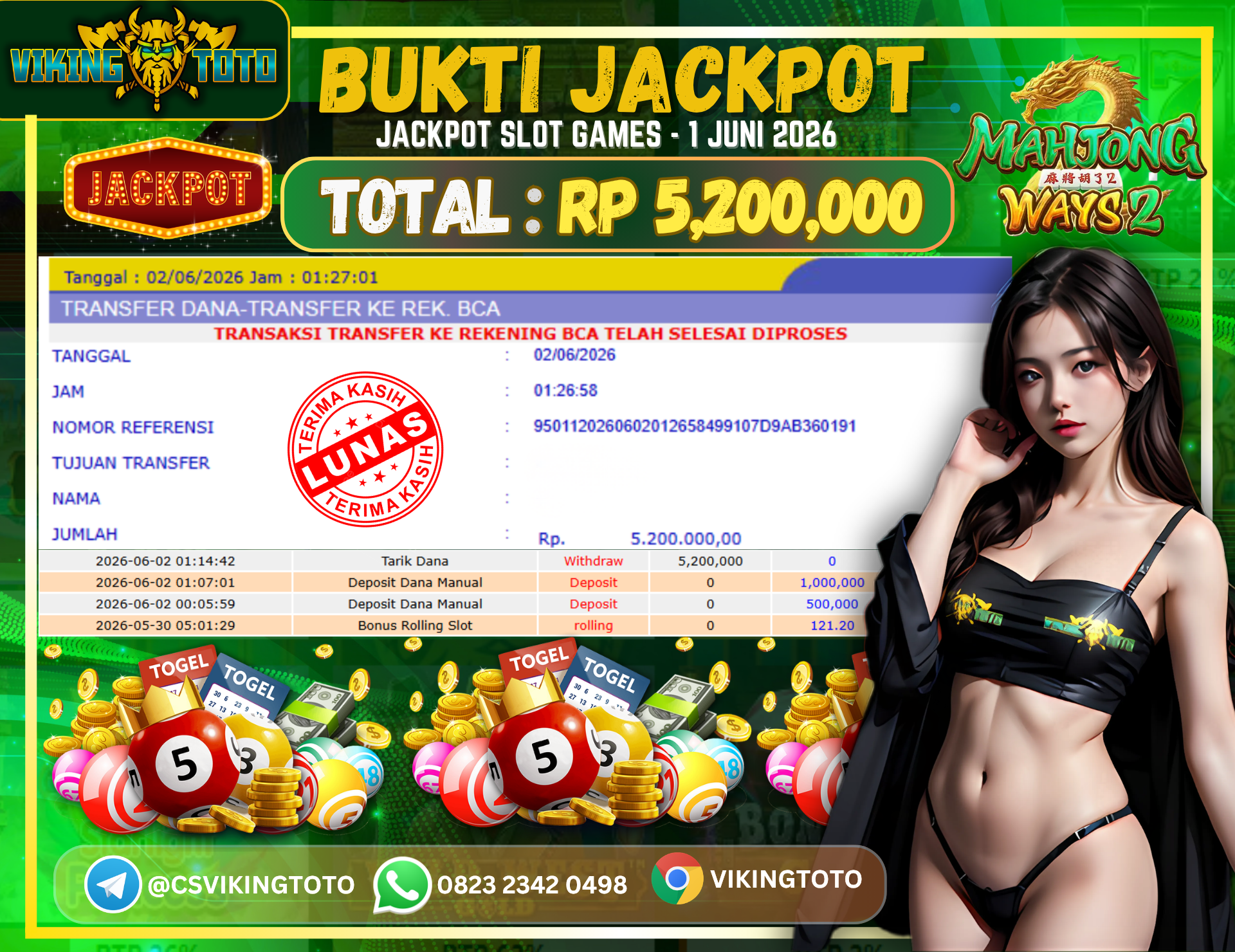 Bukti Jackpot Lunas VikingToto
