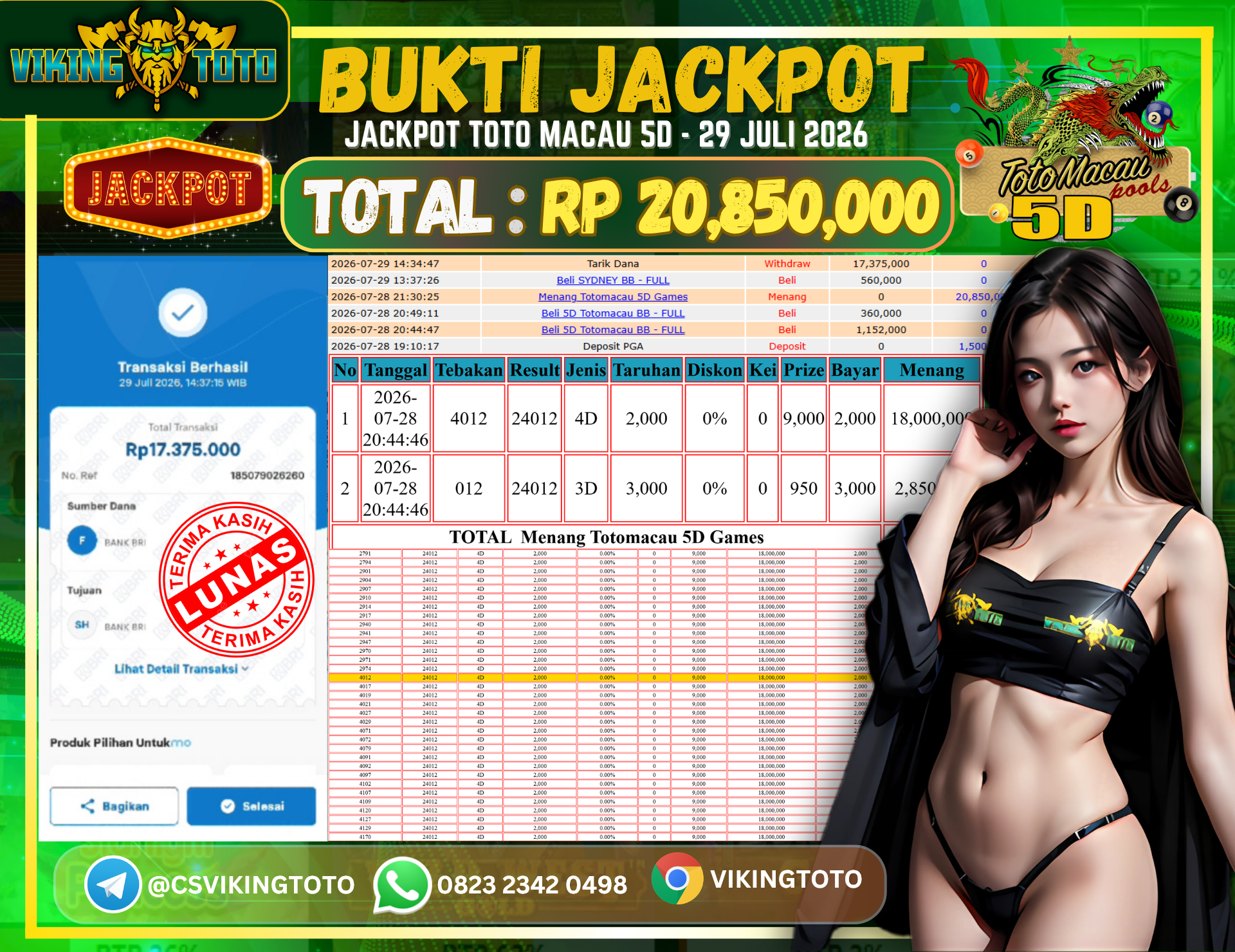 Bukti Jackpot Lunas VikingToto
