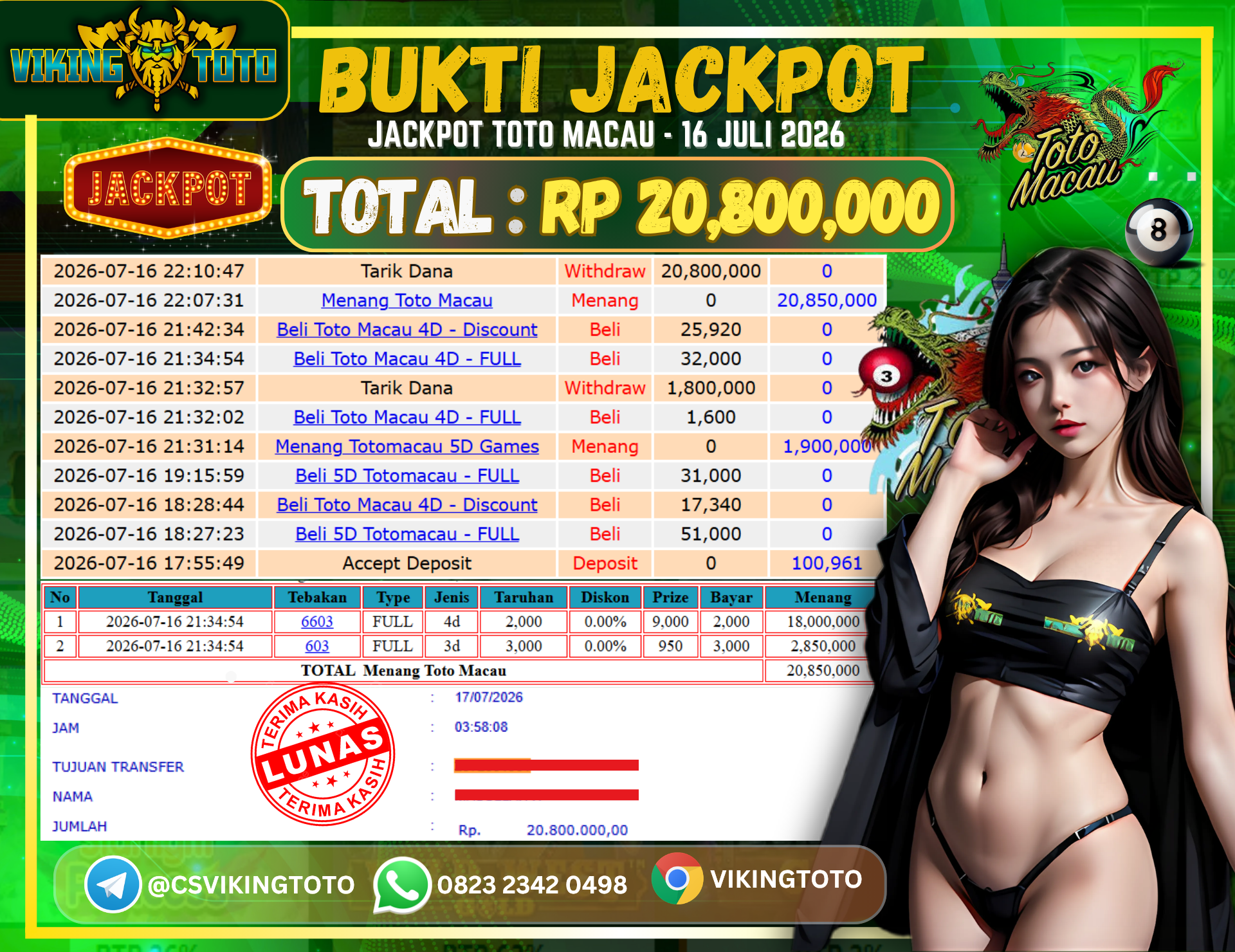 Bukti Jackpot Lunas VikingToto