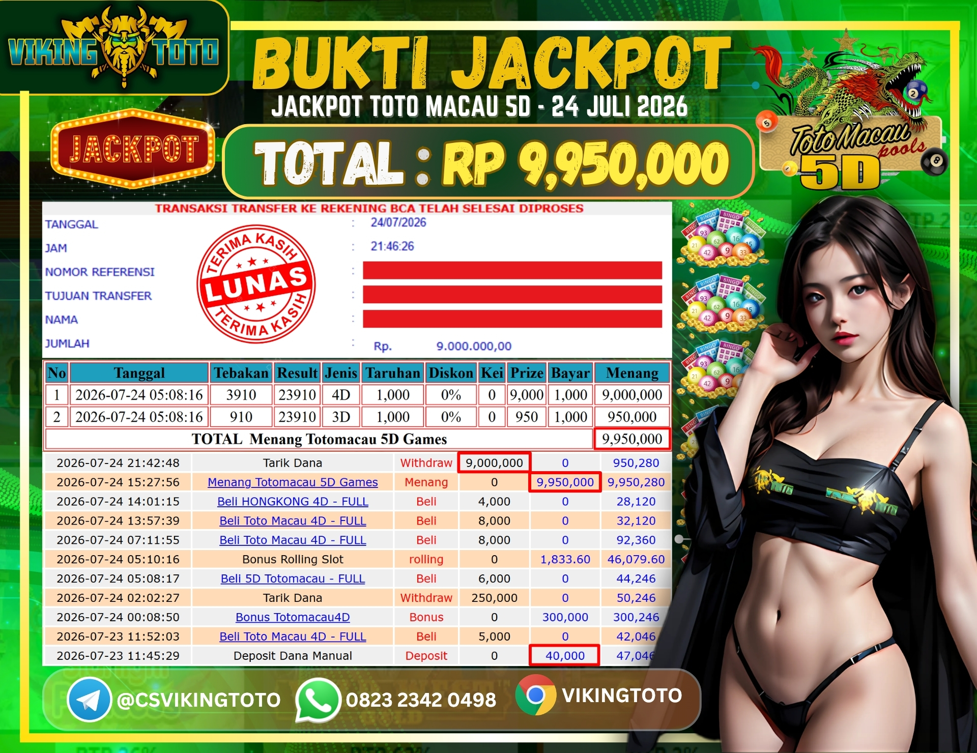Bukti Jackpot Lunas VikingToto